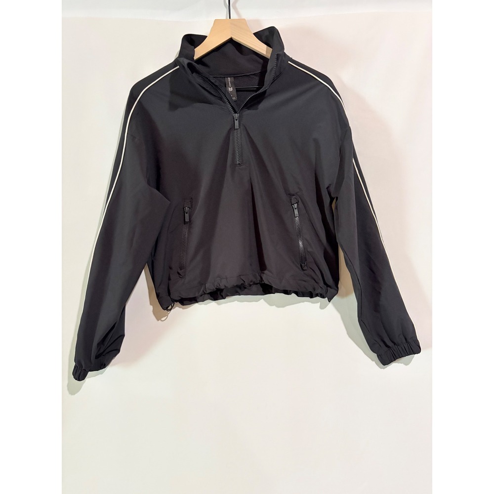 All In Motion Windbreaker Jacket Quarter Zip Long Sleeve Black Small Sporty Gym